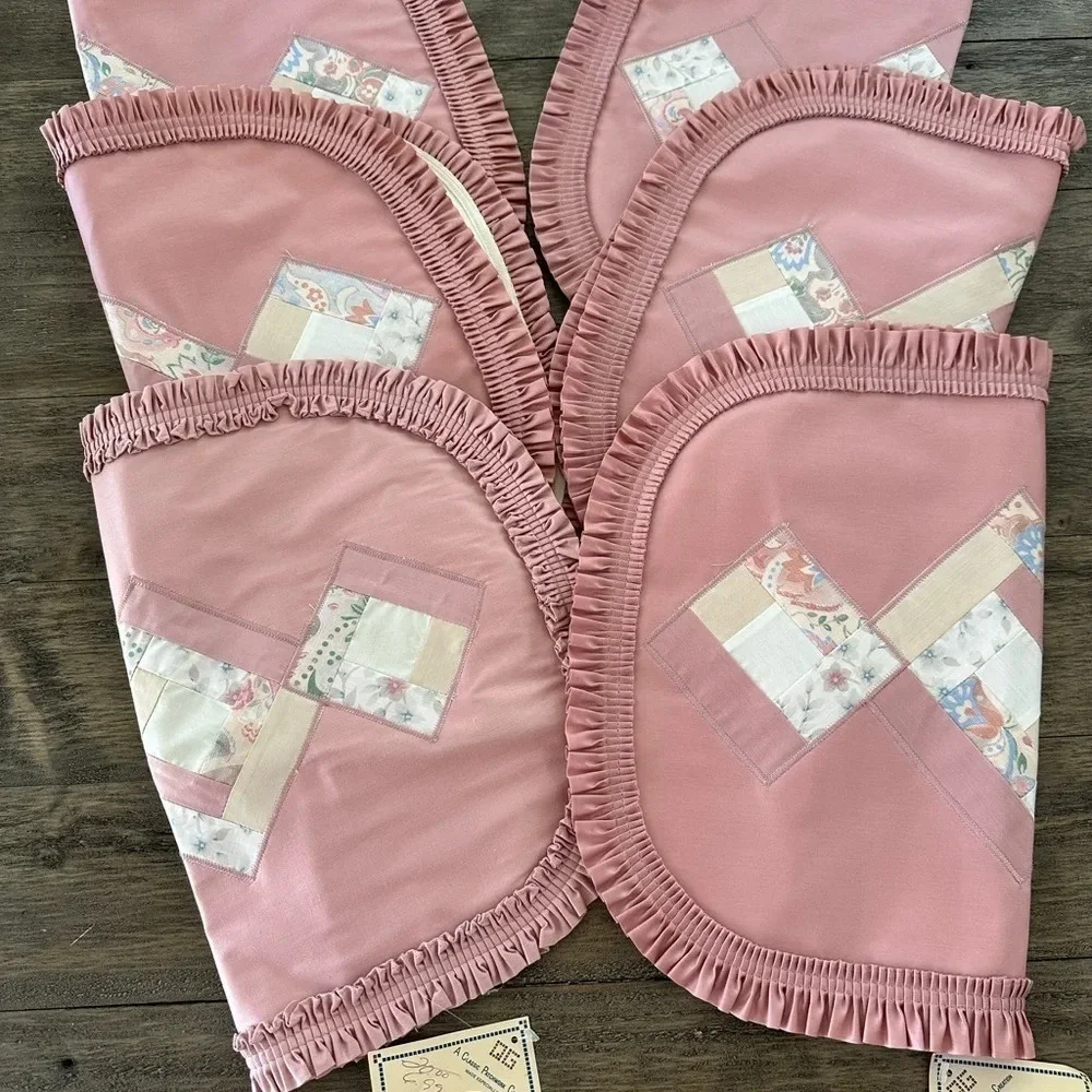 NWT Vintage Set of 6 Pink Mauve Quilted Kitchen Placemats Country‎ Farmhouse New